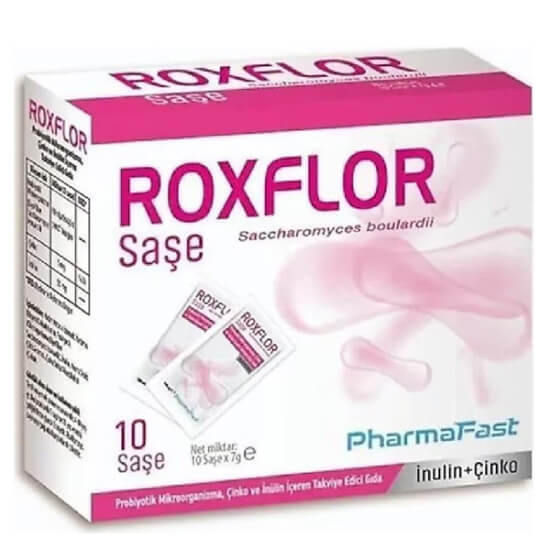 Roxflor Probiyotik 10 Saşe takviye edici gıda kutusu, çinko destekli inülin içerikli probiyotik saşe formu 10 adet- 1