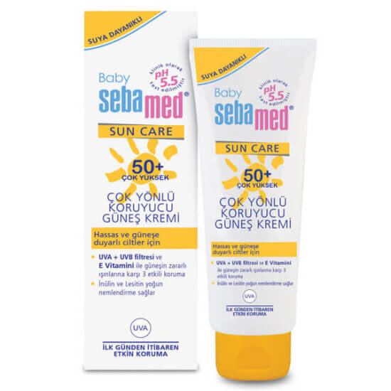 Sebamed Bebek Güneş Kremi SPF 50 75 ml UVA UVB filtreli, Vitamin E ve provitamin B5 içeren bebek güneş kremi- 1