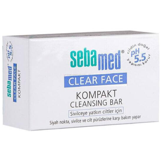 Sebamed Clear Face Kompakt Sabun 100 gr pH 5.5 yağlı akne eğilimli cilt için gözenek arındırıcı temizleme kalıbı- 1