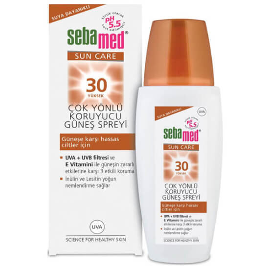 Sebamed güneş koruyucu sprey SPF 30 150 ml UVA UVB filtreli, Vitamin E ve provitamin B5, pH 5.5, yağsız- 1