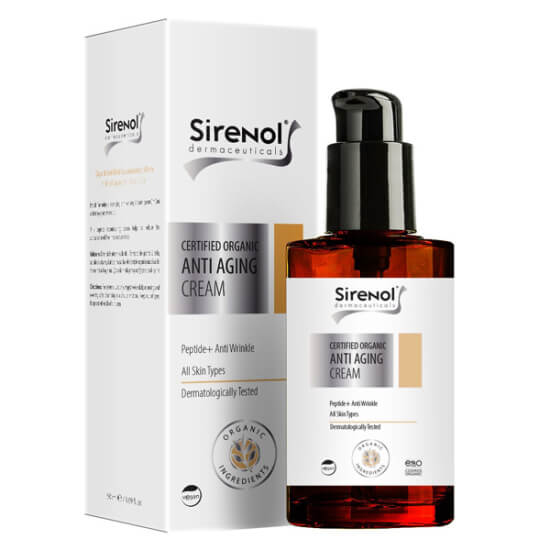 Sirenol Organik Anti Aging Yüz Kremi 50 ml, Hexapeptide-11 ve bitkisel zeytin squalane içeren nemlendirici krem- 1