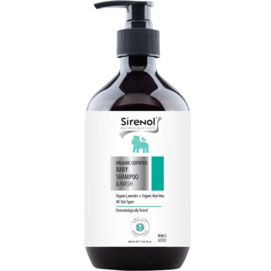 Sirenol organik bebek saç ve vücut şampuanı 400 ml paraben parfüm renklendirici içermez dermatolojik testli- 1