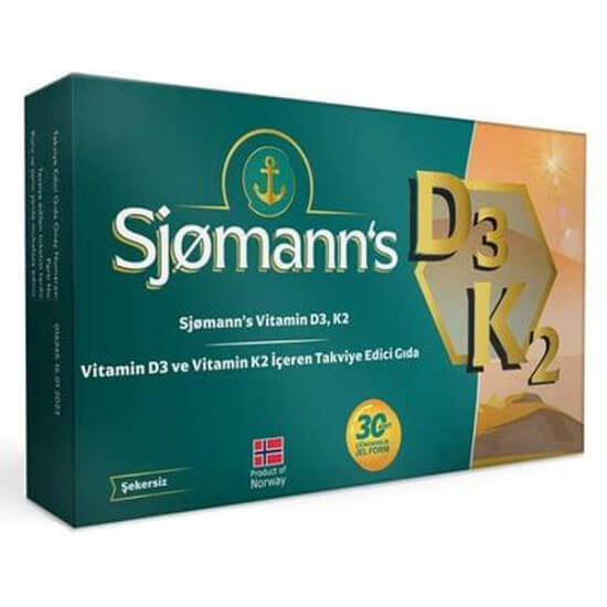 Sjomann S D3K2 30 çiğnenebilir jel tablet takviye edici gıda, D3 vitamini ve K2 vitamini içeren 30 adet- 1
