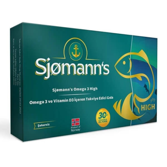 Sjomann S Omega 3 + Vitamin D3 30 adet çiğnenebilir jel tablet takviye edici gıda şeker içermez kutu- 1