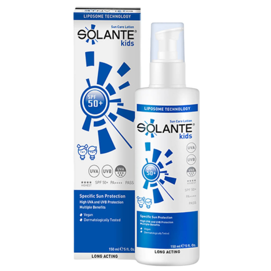 Solante Kids SPF 50 çocuk güneş losyonu 150 ml, UVA UVB yüksek koruma, nemlendirici etki, lipozom teknoloji- 1