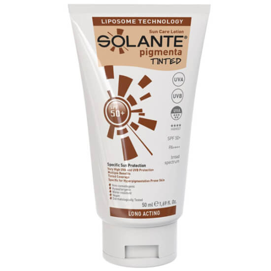 Solante Pigmenta Tinted Losyon SPF50+ 50 ml renkli güneş kremi losyon, yüksek koruma SPF50+ yüz için- 1