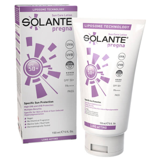 Solante Pregna SPF 50 150 ml güneş kremi hamilelere özel UVA UVB koruma yağsız suya dayanıklı leke karşıtı- 1