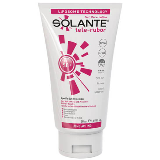 Solante Tele Rubor Losyon SPF50+ 50 ml yüz güneş kremi, yüksek koruma SPF50+ losyon, hassas cilt için- 1
