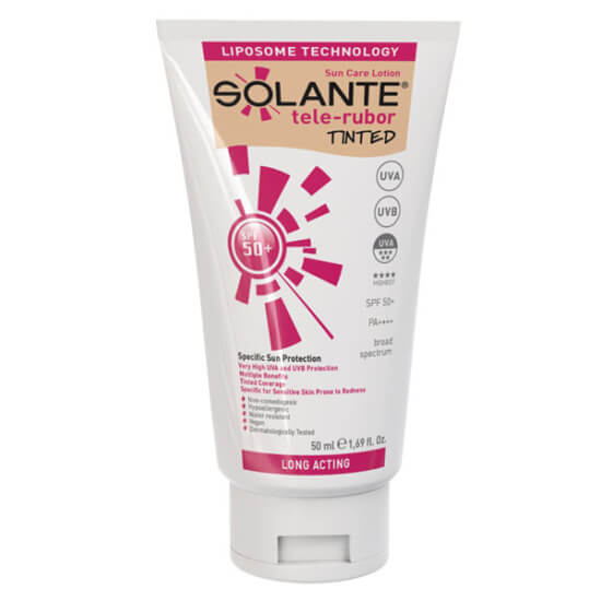 Solante Tele Rubor Tinted Losyon SPF50+ 50 ml renkli güneş kremi, tinted losyon form, yüksek koruma SPF50+- 1