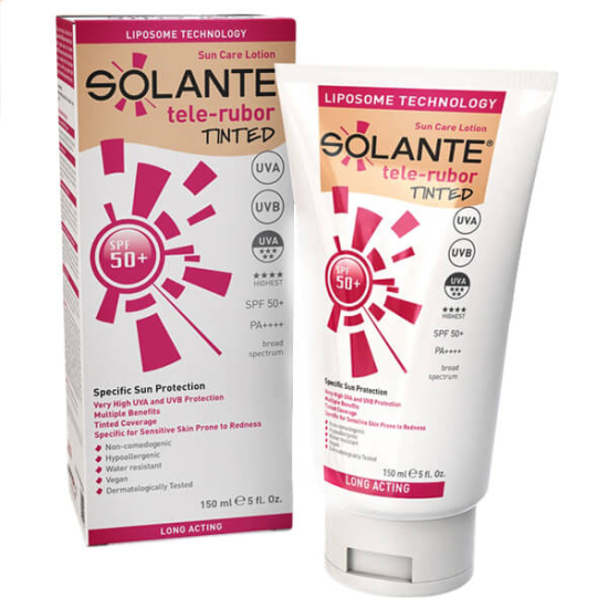 Solante Tele Rubor Tinted SPF 50 150 ml renkli güneş kremi suya dayanıklı yağsız vegan UVA UVB koruma- 1