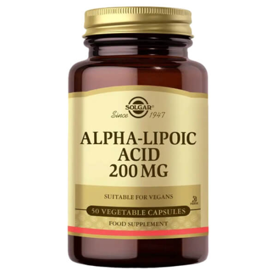 Solgar Alpha Lipoic Acid 200 mg 50 tablet vegan kapsül şeker tuz nişasta içermez alfa lipoik asit takviyesi- 1
