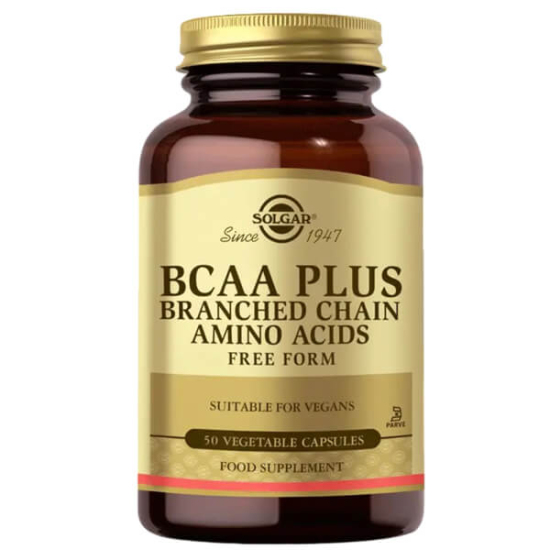 Solgar BCAA Plus 50 kapsül vegan bitkisel form BCAA lösin 270 mg izolösin 180 mg valin 150 mg B6 10 mg- 1