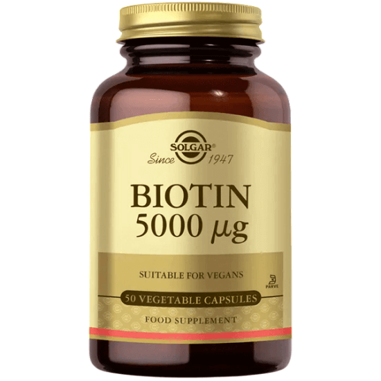 Solgar Biotin 5000 mcg 50 bitkisel kapsül vegan glütensiz biotin takviyesi şeker tuz nişasta içermez- 1