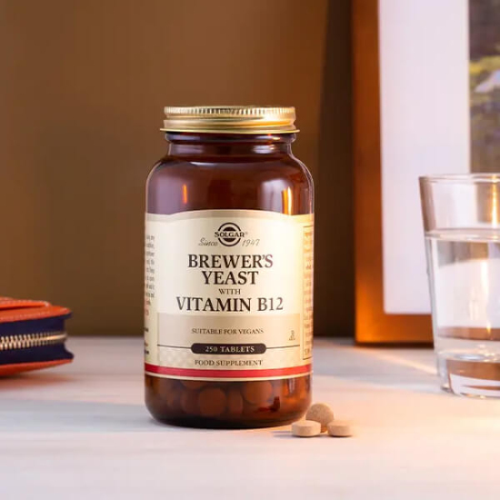 Solgar Brewer’s Yeast with Vitamin B12 250 tablet bira mayası tozu 6 tablette 3000 mg ve 5 mcg B12 vegan- 2