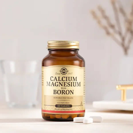Solgar Calcium Magnesium Plus Boron 100 tablet vegan mineral takviyesi kalsiyum 333 mg magnezyum 133 mg bor 1 mg- 2