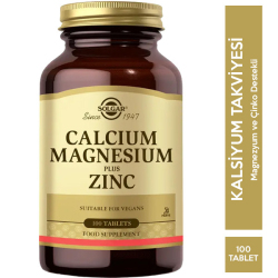 Solgar - Solgar Calcıum Magnesium Plus Zinc 100 Tablet Kalsiyum Takviyesi Solgar - Solgar Calcıum Magnesium Plus Zinc 100 Tablet Kalsiyum Takviyesi