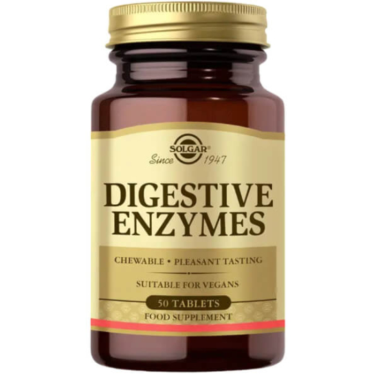 Solgar Digestive Enzymes 50 çiğneme tablet 50 adet lipaz amilaz proteaz amiloglukosidaz selülaz glutensiz enzim- 1