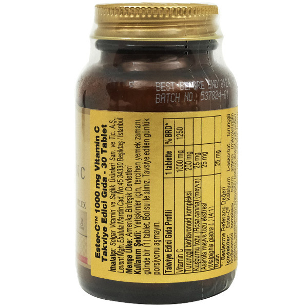 Solgar Ester C Plus 1000 Mg 30 Tablet C Vitamini Takviyesi | Nar Ecza
