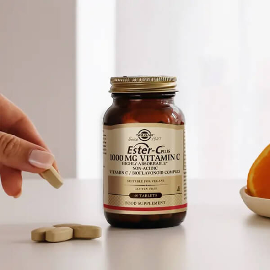 Solgar Ester C Plus 1000 mg 60 tablet C vitamini Ester-C kalsiyum L-askorbat, turunçgil bioflavonoid, kuşburnu, aserola, rutin- 2