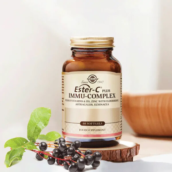 Solgar Ester C Plus Immu-Complex 60 yumuşak kapsül 500 mg Ester-C çinko 7,5 mg D3 kara mürver ekinezya- 2