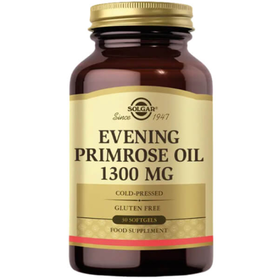 Solgar Evening Primrose Oil 1300 mg 30 softjel soğuk sıkım primroz yağı omega 6 linoleik asit GLA takviyesi- 1