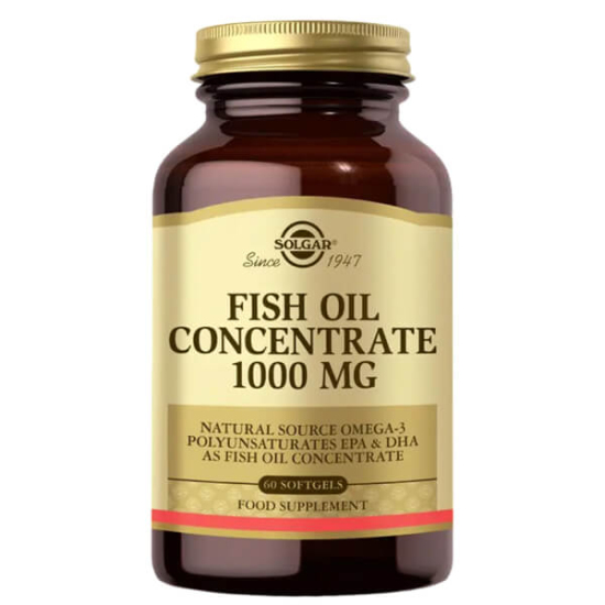 Solgar Fish Oil 1000 mg balık yağı 60 yumuşak kapsül, her kapsülde 160 mg EPA ve 100 mg DHA içerir- 1