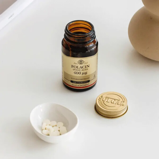 Solgar Folacin Folic Acid 400 mcg folik asit içeren 100 tablet takviye, vegan vejetaryen, şeker ve glütensiz- 2