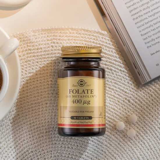 Solgar Folate As Metafolin 400 mcg folat kalsiyum L-metilfolat içeren 50 tablet vegan takviye ürün kutusu- 2