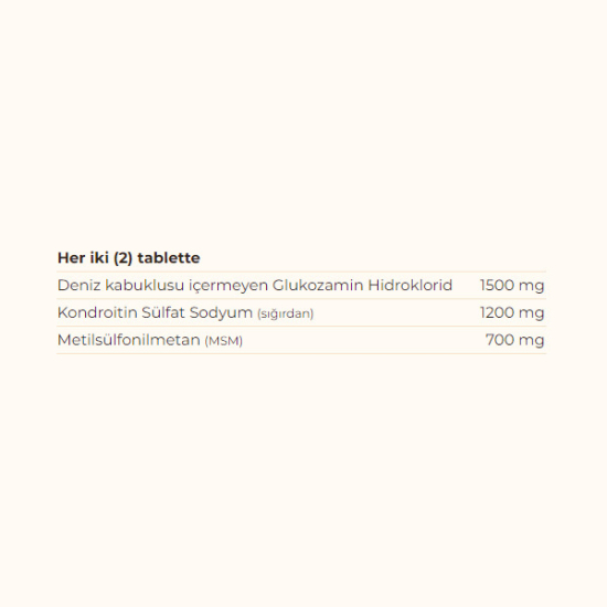Solgar Glucosamin Kondroitin MSM 60 tablet takviye 1500 mg glukozamin HCl 1200 mg kondroitin sülfat 700 mg MSM- 3