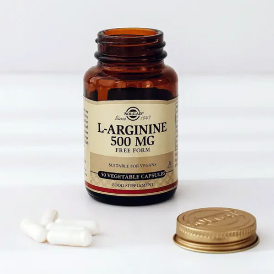 Solgar L-Arginine 500 mg 50 bitkisel kapsül, serbest form L-arjinin amino asit takviyesi, şeker tuz nişasta glüten içermez- 2