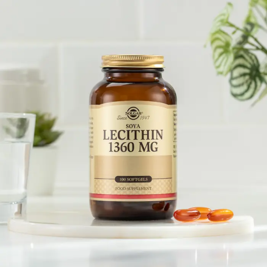 Solgar Lecithin 1360 mg 100 yumuşak kapsül soya lesitini takviye edici gıda şeker tuz nişasta içermez- 2