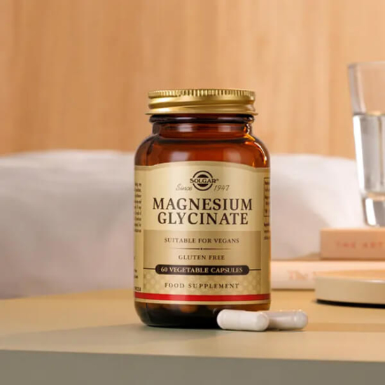 Solgar Magnesium Glycinate 60 kapsül takviye edici gıda, her kapsülde 120 mg magnezyum glisinat, vegan glutensiz soya ve süt içermez- 2