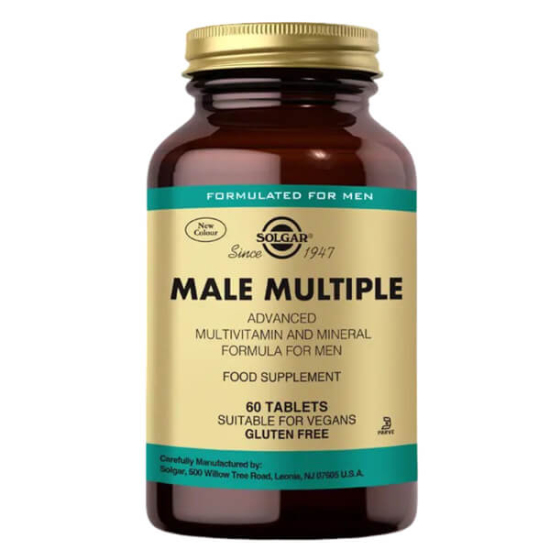 Solgar Male Multiple erkek multivitamin mineral 60 tablet vegan 133,3 mg C vitamini 5 mg çinko takviyesi- 1