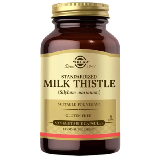 Solgar Milk Thistle 50 kapsül 450 mg standardize deve dikeni ekstresi %80 silimarin 360 mg vegan bitkisel takviye- 1