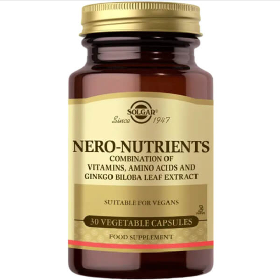 Solgar Nero Nutrients 30 kapsül takviye; L-Fenilalanin 167 mg L-Tirozin 167 mg L-Glutamin 167 mg C vitamini 100 mg- 1