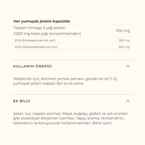 Solgar Omega 3 700 mg 30 softjel balık yağı takviyesi trigliserit form EPA 360 mg DHA 240 mg omega-3- 3