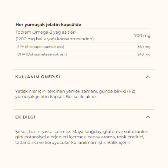 Solgar Omega 3 700 mg 60 softjel balık yağı 360 mg EPA 240 mg DHA şeker tuz nişasta içermez- 4