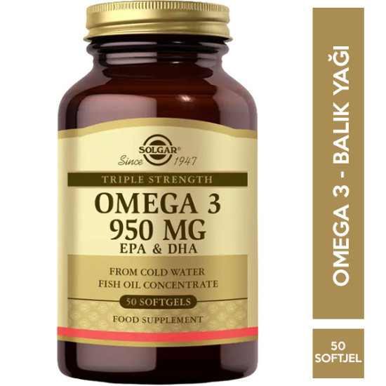 Solgar Omega 3 950 Mg 50 Yumuşak Kapsül Balık Yağı Takviyesi - 1