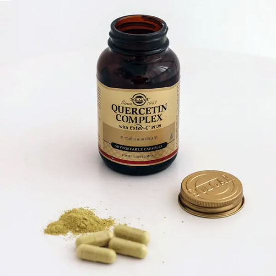 Solgar Quercetin Complex Ester-C Plus 50 kapsül vegan; 500 mg C vitamini, 500 mg kuersetin, 50 mg bromelain- 2