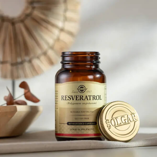 Solgar Resveratrol 60 kapsül 200 mg vegan bitkisel takviye Polygonum cuspidatum kök resveratrol şişe ürün görseli- 2