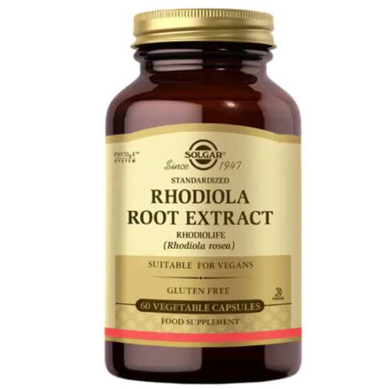 Solgar Rhodiola Root Extract 60 vegan kapsül 350 mg Rhodiola rosea kök ekstresi salidrozit %1 rosavin %3- 1