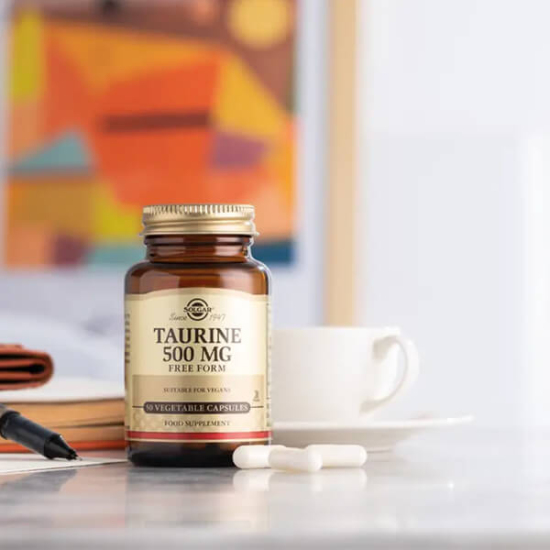 Solgar Taurine 500 mg 50 bitkisel kapsül vegan takviye taurin amino asidi şeker tuz nişasta glüten süt soya maya içermez- 2