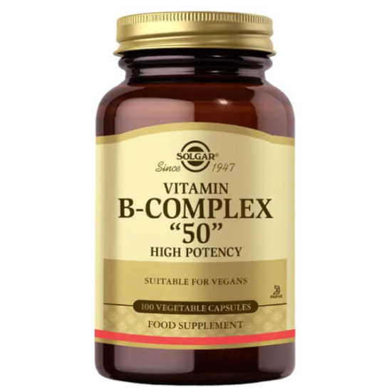Solgar Vitamin B Komplex 50 50 tablet vegan takviye B1 B2 B3 B5 B6 B12 folik asit biotin kolin inositol- 1