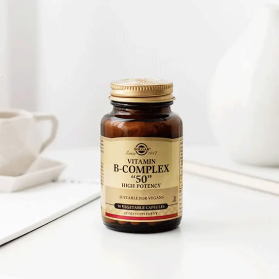 Solgar Vitamin B Komplex 50 50 tablet vegan takviye B1 B2 B3 B5 B6 B12 folik asit biotin kolin inositol- 2