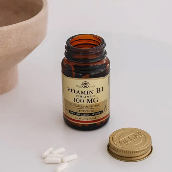 Solgar Vitamin B1 Thiamin 100 mg 100 tablet bitkisel kapsül takviye şeker nişasta içermez vegan- 2