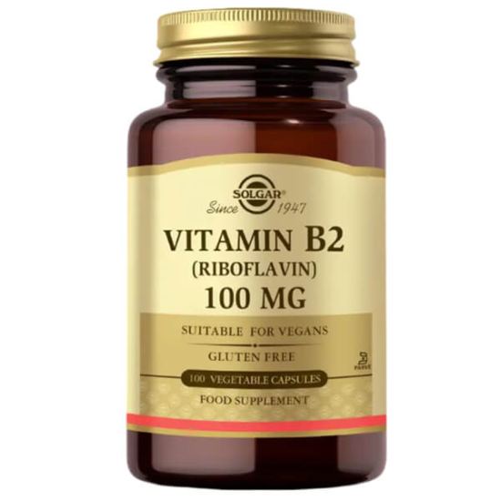 Solgar Vitamin B2 Riboflavin 100 mg 100 bitkisel kapsül, vegan ve vejetaryen, şeker ve nişasta içermez- 1