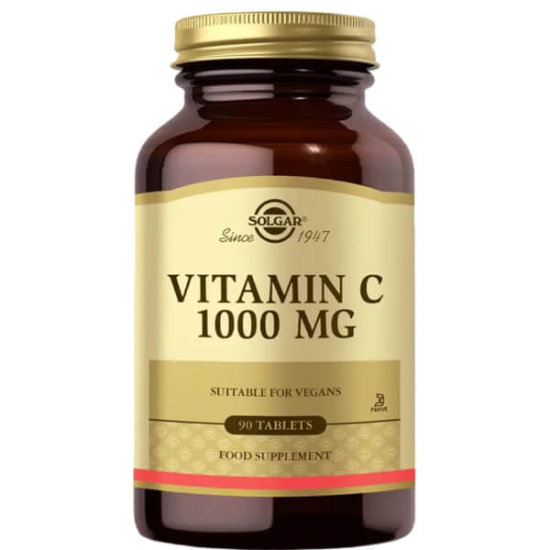Solgar Vitamin C 1000 mg 90 tablet takviye, L-askorbik asit, şeker sodyum nişasta içermez, vegan- 1