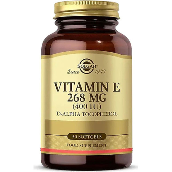 Solgar Vitamin E 400 IU 50 yumuşak kapsül, 268 mg doğal E vitamini d-alfa tokoferol, gluten ve laktoz içermez- 1