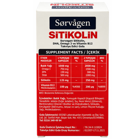 Sorvagen Sitikolin DHA Omega 3 30 Kapsül - 3