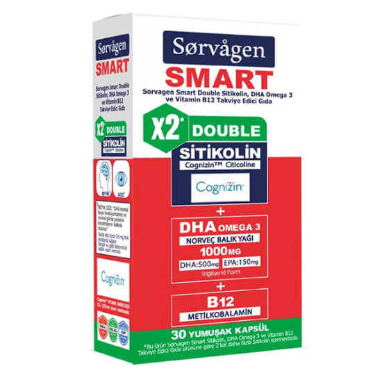  Sorvagen Smart Double Sitikolin Dha Omega 3 ve B12 30 Kapsül - 1